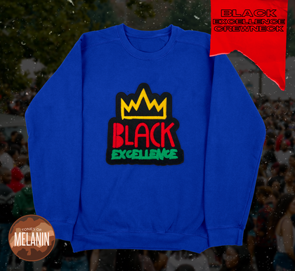 Royal Black Excellence Chenille Patch Sweatshirt - Tones of Melanin