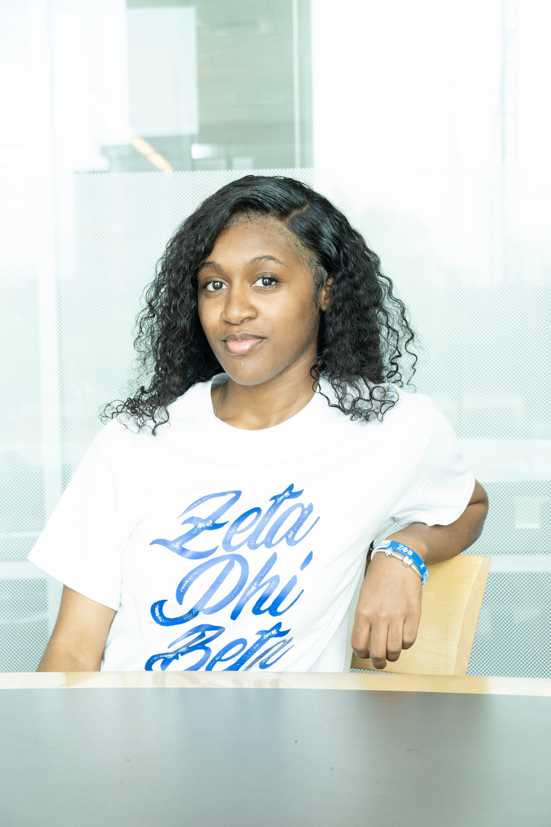 Blue Zeta Phi Beta Script  T-Shirt (White Wording)