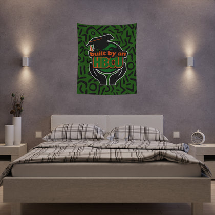 Green and Orange Built By An HBCU Printed Wall Tapestry