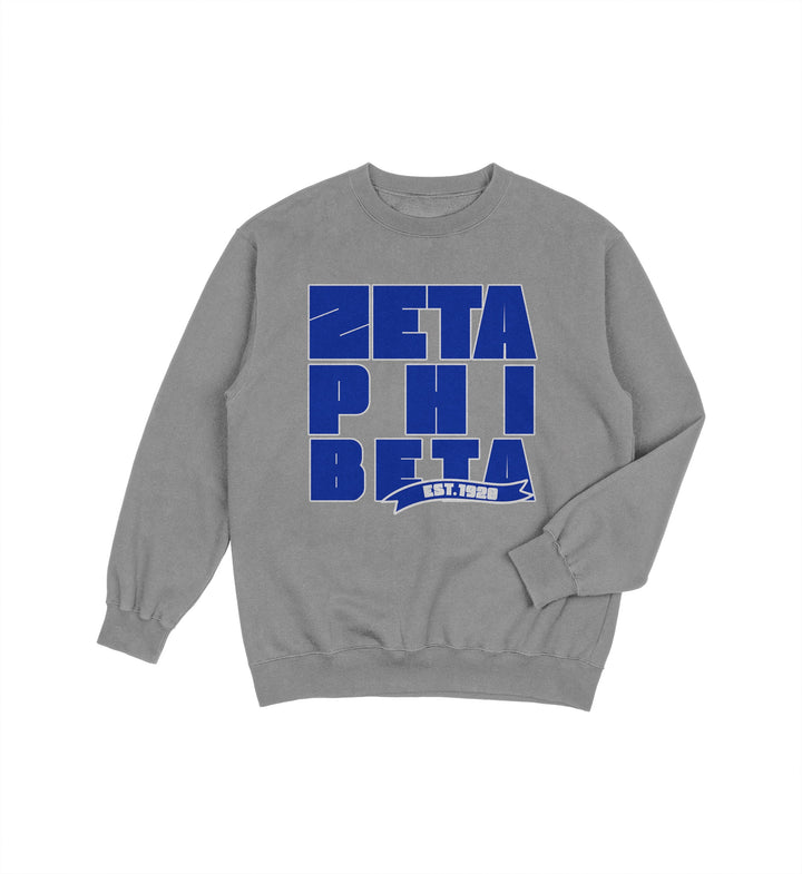 Zeta Phi Beta Block Crewneck (Various Colors)