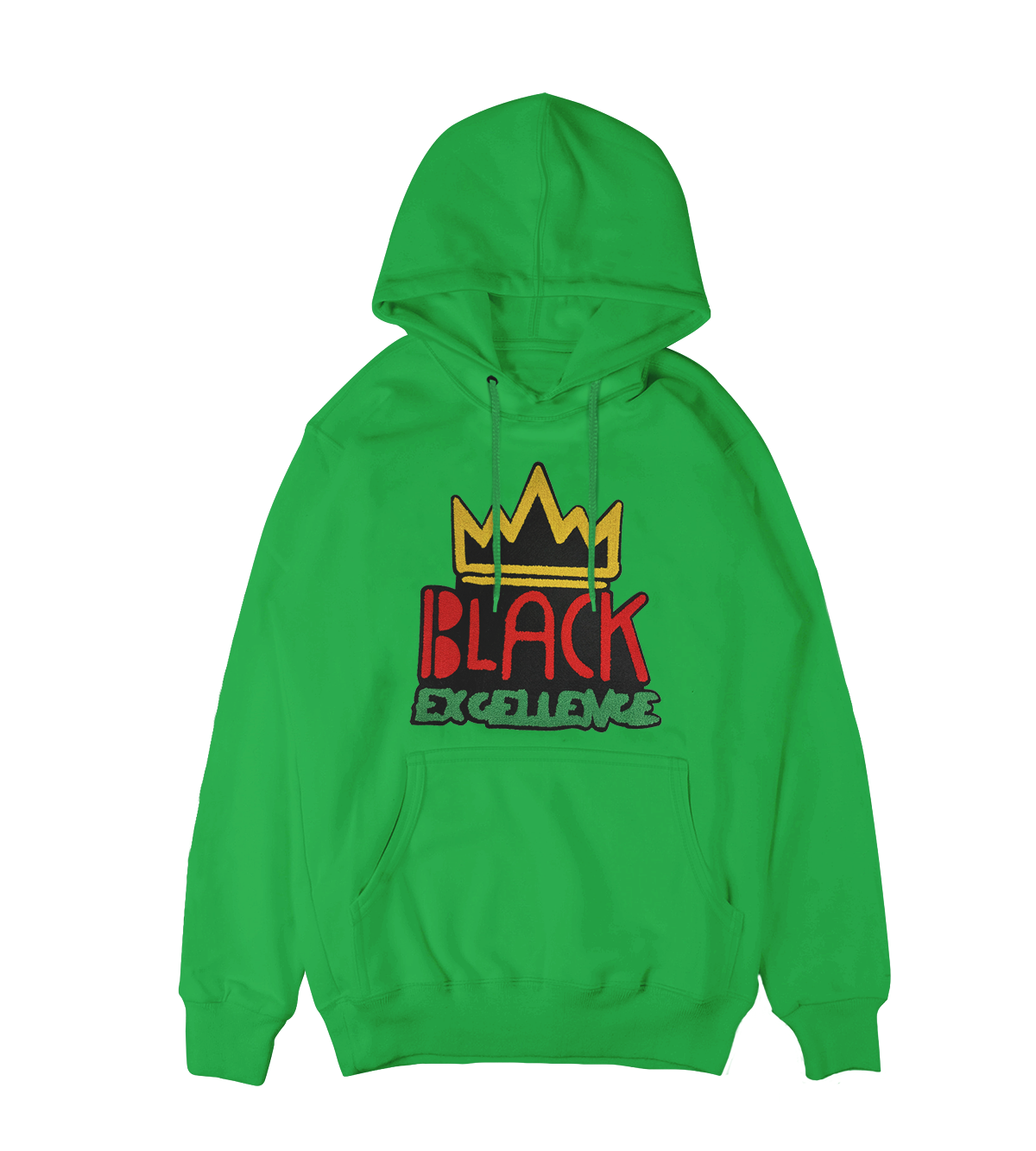 Kelly Green Black Excellence Chenille Patch Hoodie