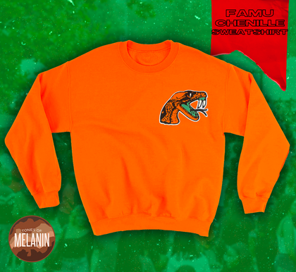 Orange Rattler Chenille Sweatshirt - Tones of Melanin